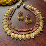 Premium Matte Goddess Coin Two layer Short Neckpiece Set