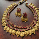 Premium Matte Goddess Coin Two layer Short Neckpiece Set