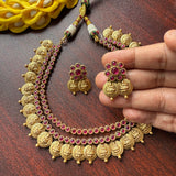 Premium Matte Goddess Coin Two layer Short Neckpiece Set