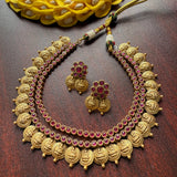 Premium Matte Goddess Coin Two layer Short Neckpiece Set