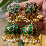 Kundan jadau Emerald Tamara jumkha