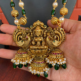 Premium Antique Goddess Green Beads Grand Haram Set