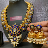 Kundan Jadau Blue Real kemp Tamara Grand Haram Set