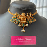 Premium Matte Real kemp Emerald stones Goddess High Neck Choker Set