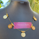 Micro Gold polished Multi Small Goddess Coin Invisible Chain