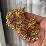 Premium Gold Matte Goddess Intricate Detailing Short Chain with Chandbali Set
