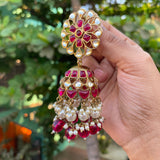 Premium Kundan Pink stones Grand light Weight Designer Jumkha
