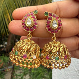 Premium Antique Gold Non-Idol Mango Jumkhas