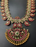 Premium Antique Real kemp Mango Grand Multicolored Bridal Haram Set