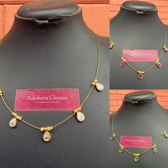 Simple Drop stone Invisible chain ( colors available)