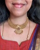 Premium Antique Gold Beads Lord Ganesha Grand Choker Set