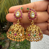 Premium Antique Gold Non-Idol Mango Jumkhas