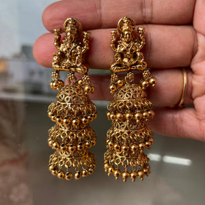Premium Antique Gold Lakshmi Step jumkha