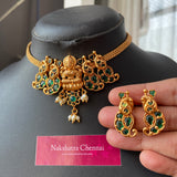 Premium Matte Real kemp Emerald stones Goddess High Neck Choker Set