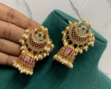 Real kemp Rice Pearls Half Moon Bridal Grand Jumkha