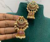 Real kemp Rice Pearls Half Moon Bridal Grand Jumkha