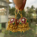Premium Matte Real kemp loop jumkha with Gold Beads