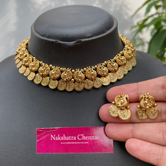 Premium Lakshmi Coin Simple Choker Set Nakshatra Chennai