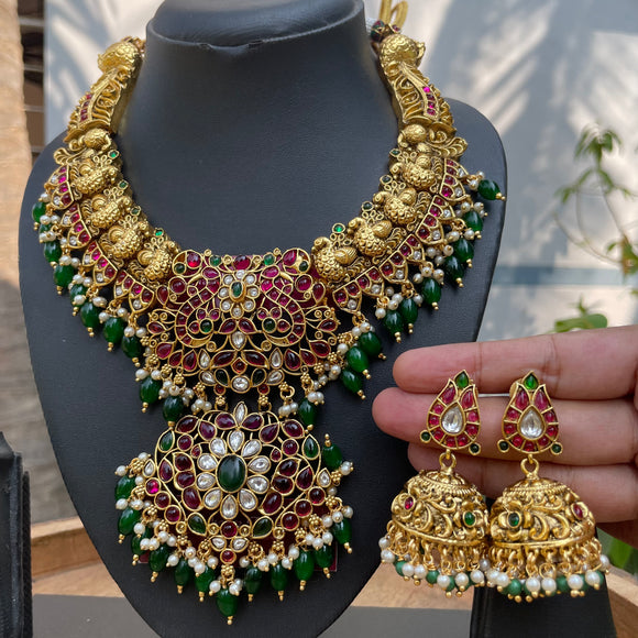 PRE-BOOK| TARINI with Green beads -Short Chain Set