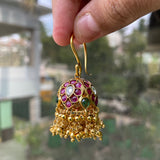 Premium Matte Real kemp loop jumkha with Gold Beads