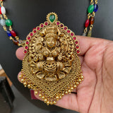Premium Navratna Temple Goddess Short Chain Set