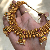 Temple matte half Jumkha short chain set