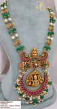 Kundan jadau Lakshmi Grand Haram Neckpiece with Green beads