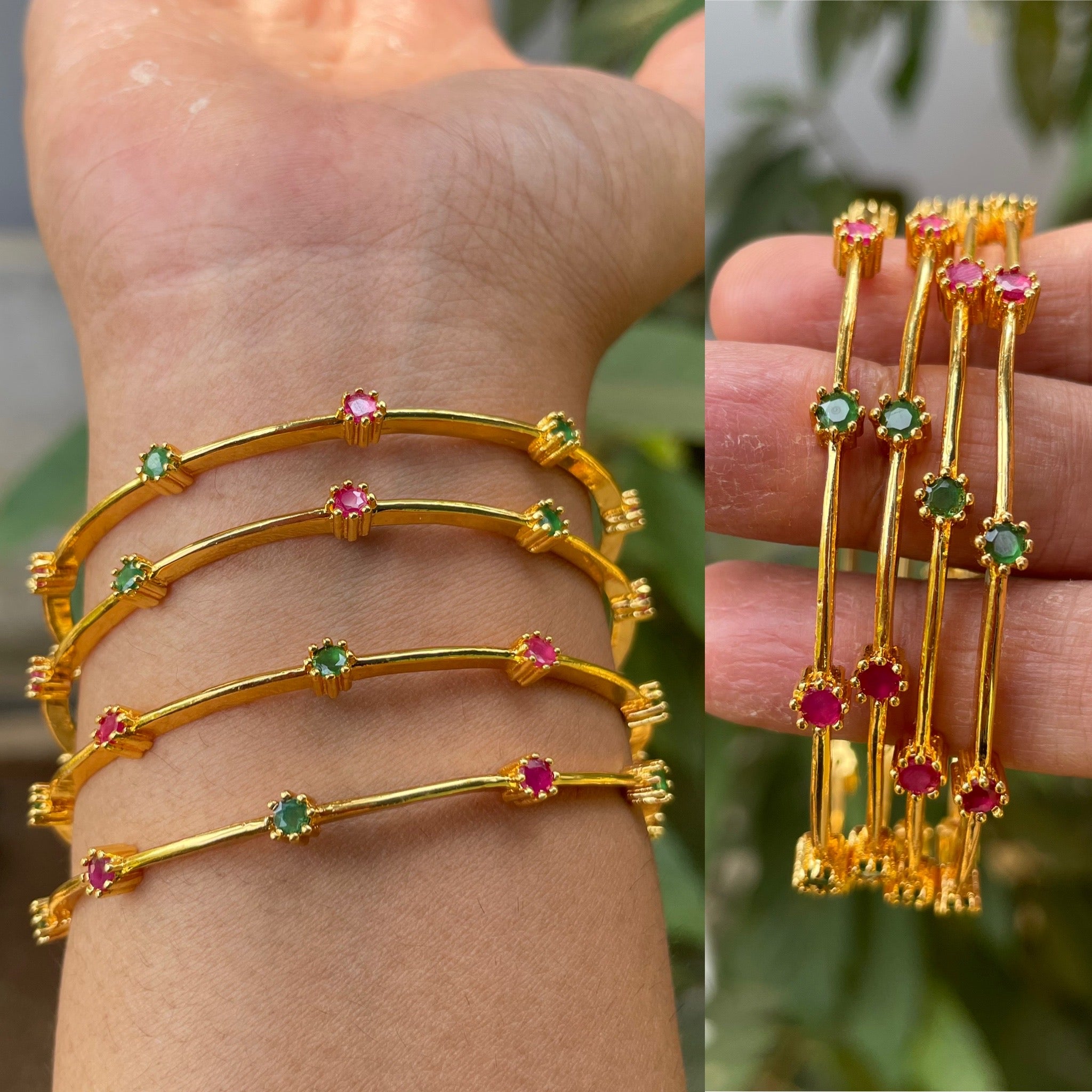 Premium Micro gold polish Simple Bangles (set of 4) – Nakshatra Chennai
