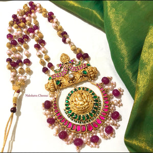 Kundan Jadau Grand Ganesha Haram Neckpiece with maroon beads