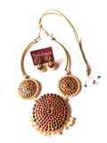 Full moon kemp stones choker set  with Surya pendant