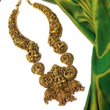 PRE-BOOK | Antique Intricate work grand Lakshmi bridal Haram set