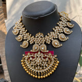 Premium Antique Mango Non-Idol Kundan Stones Grand Short Chain set