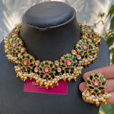 Kundan Jadau Emerald stones Tamara Grand Choker Set