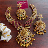 Premium Antique Matte Lakshmi Grand Real kemp Short Chain Set