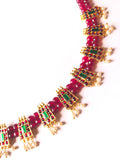 Maroon beads kemp stones  temple choker  set