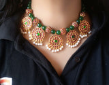 Multi round kemp pendants Rudraksha choker neckpiece