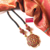 Kemp stones flower pendant Rudraksha neckpiece
