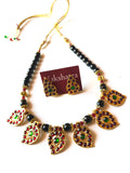 Black beads kemp stones mango spacer choker set