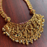 Premium Antique Matte Intricate Details Radha Krishna Short Haram Set