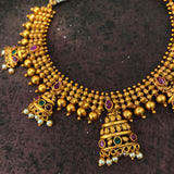 Temple matte half Jumkha short chain set