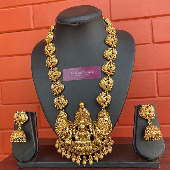 Premium Antique Matte Goddess Grand Haram Set