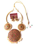 Full moon kemp stones choker set  with Surya pendant