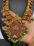 PRE-BOOK | Premium Antique Polish Real kemp Grand Goddess Haram Set - With Green beads