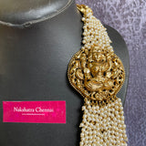 Premium Pearl Bunch Goddess Grand Haram Bridal Set