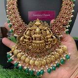 PRE-BOOK | Premium Antique matte Goddess Grand Pearl Bunch Bridal Haram Set