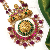 Kundan Jadau Grand Ganesha Haram Neckpiece with maroon beads