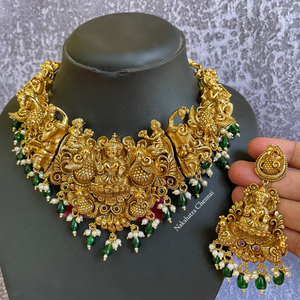 Pre-Book | Premium Real Gold Alike Antique Goddess Intricate Detailing Grand Choker Set