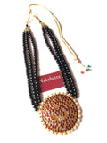 Three layer black beads big round pendant neckpiece (available in three colors)