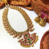 Kundan Jadau Grand Haram Set -Pink Real kemp