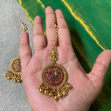 Premium Goddess Peacock Antique Bridal Teeka (Colors available)